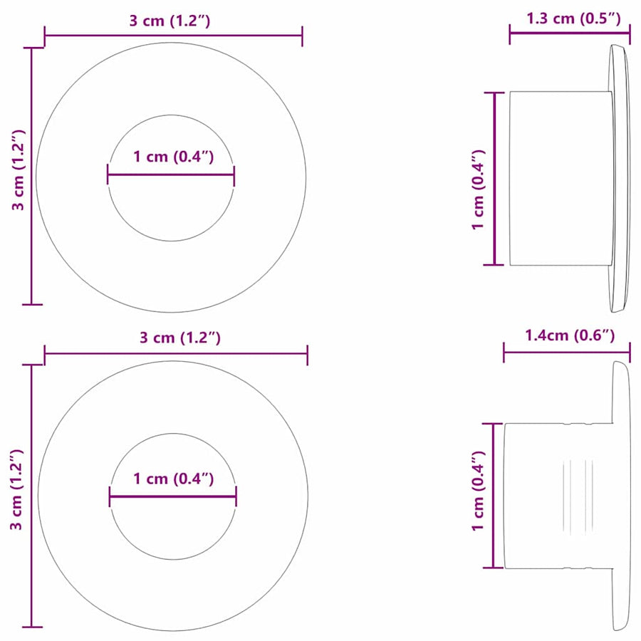 Voetbal Tafel Stoppers 10 pcs Wit 3 x 3 x 2 cm HIPS