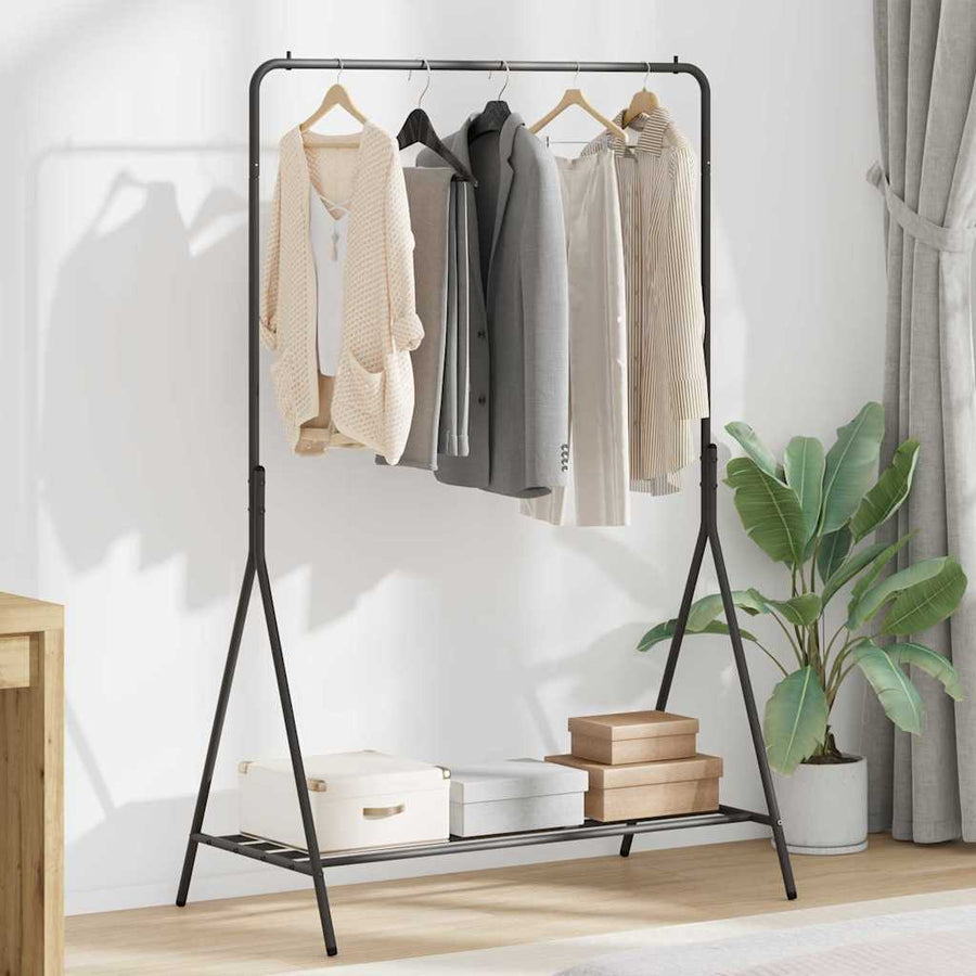 Kledingrek met opslag Zwart 100 x 56 x 154 cm Staal