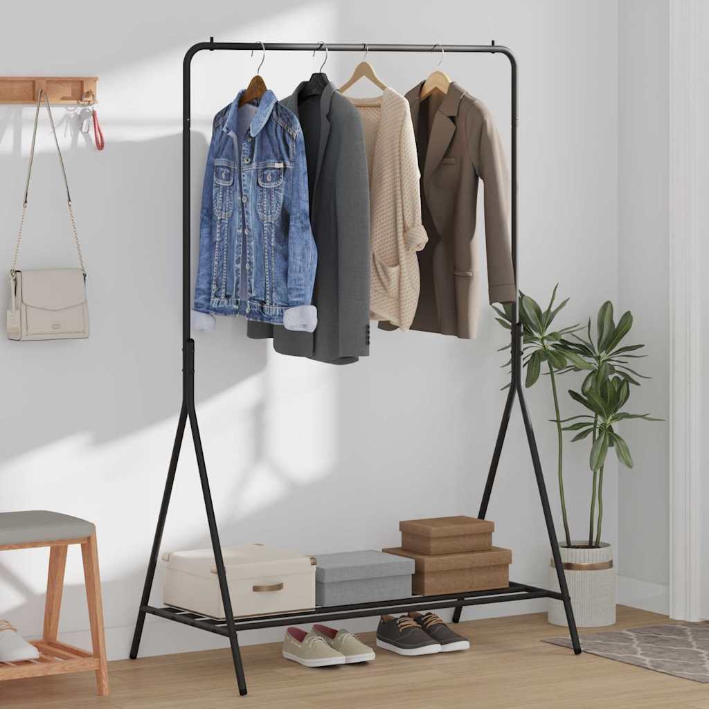 Kledingrek met opslag Zwart 100 x 56 x 154 cm Staal