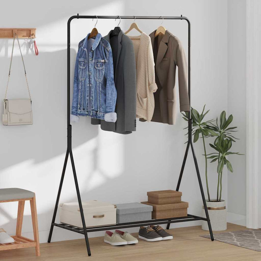 Kledingrek met opslag Zwart 100 x 56 x 154 cm Staal