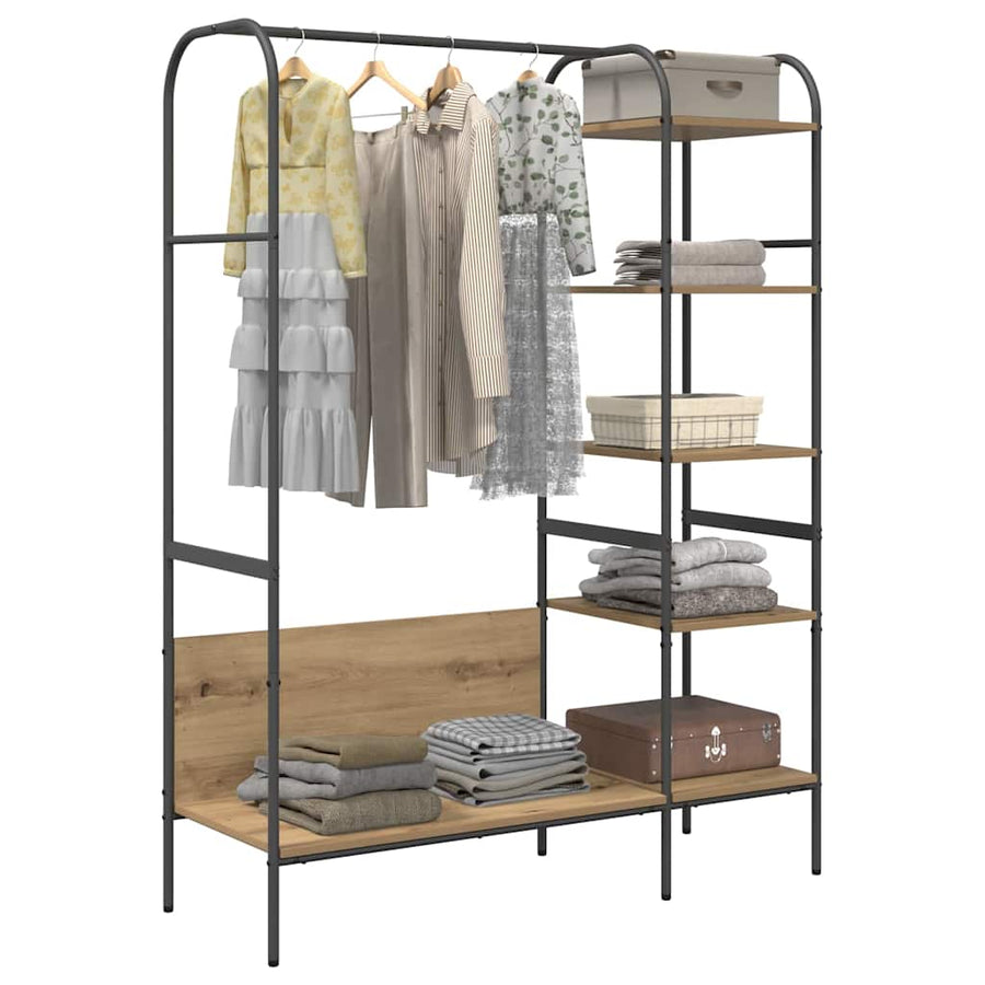 Kledingrek met plank Beige 120 x 44 x 160 cm Bewerkt hout