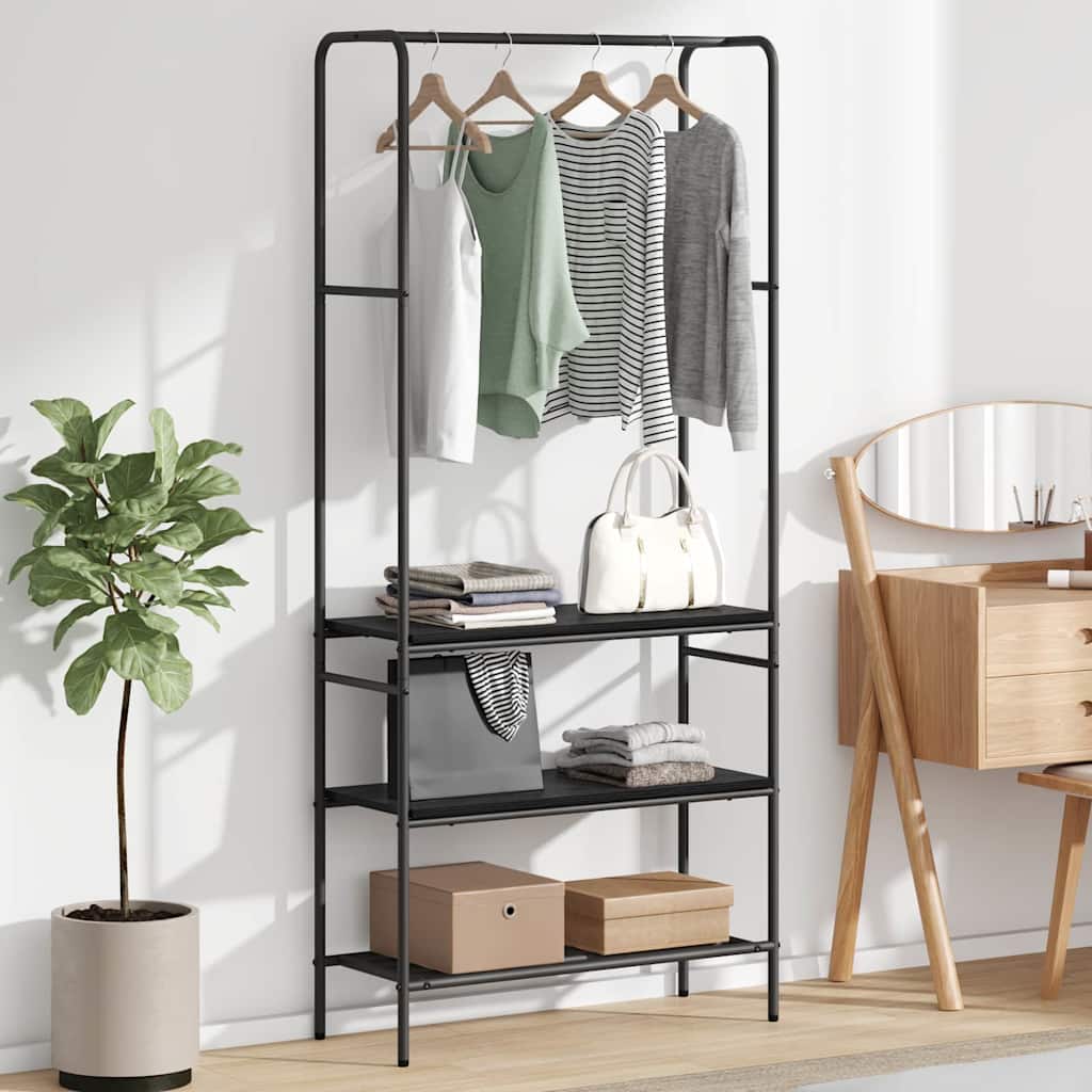 Kledingrek met planken Zwart eiken 77 x 30 x 171 cm