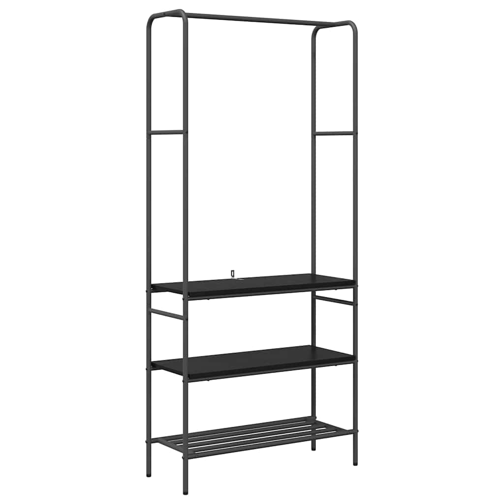 Kledingrek met planken Zwart eiken 77 x 30 x 171 cm