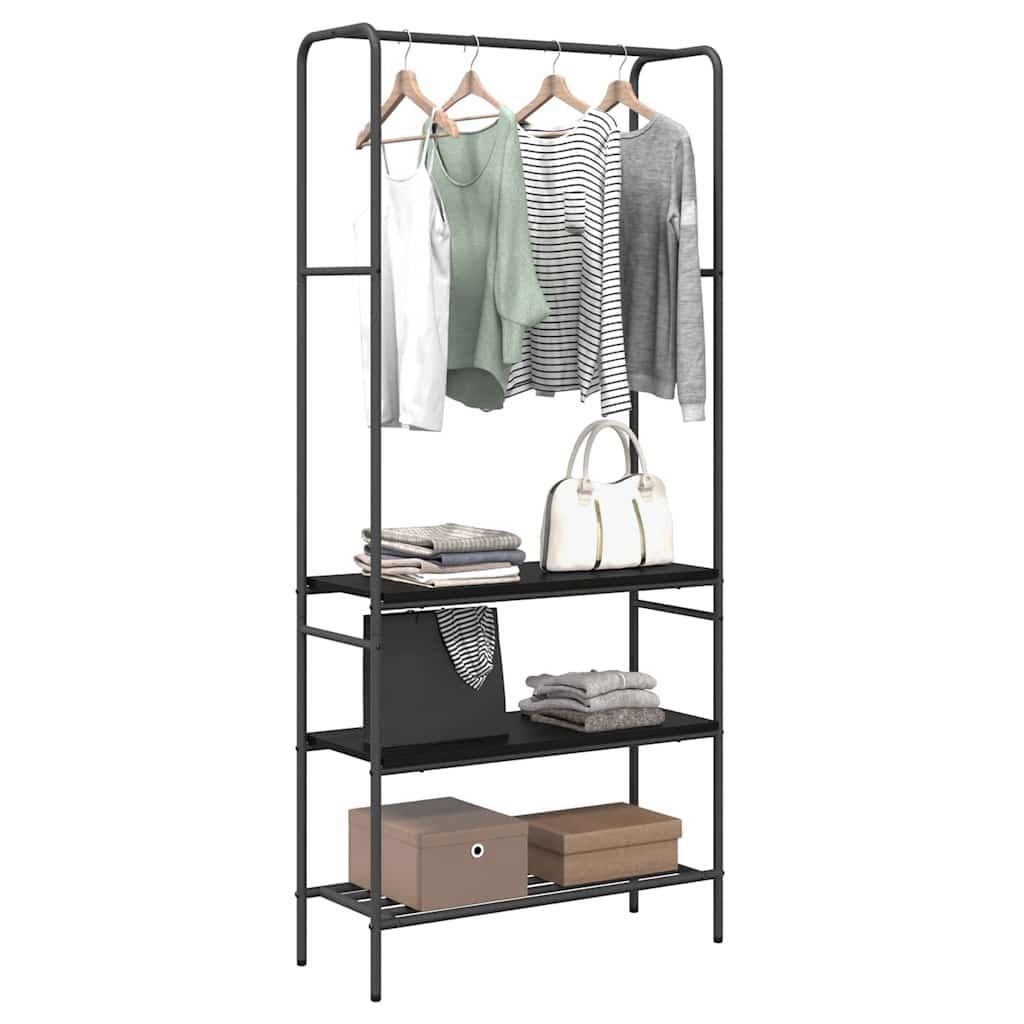 Kledingrek met planken Zwart eiken 77 x 30 x 171 cm