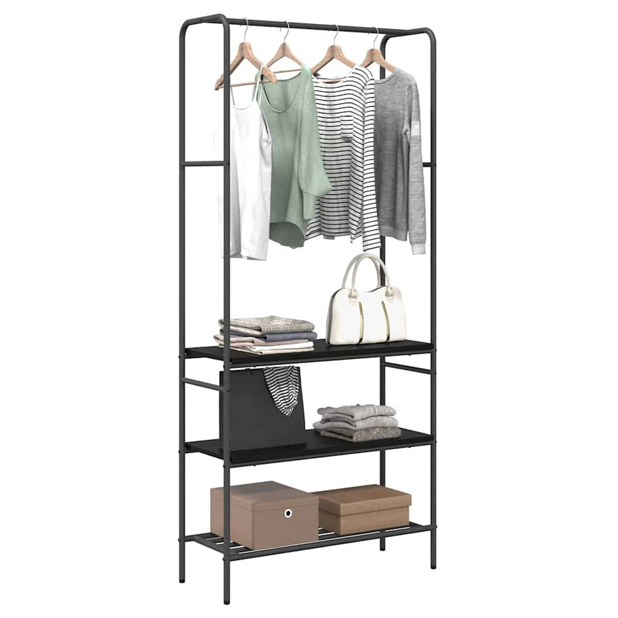 Kledingrek met planken Zwart eiken 77 x 30 x 171 cm