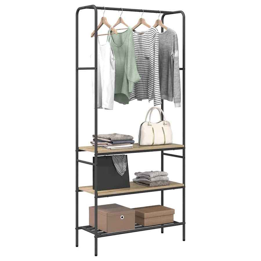 Kledingrek met planken Sonoma eiken 77 x 30 x 171 cm