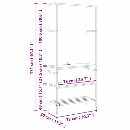 Kledingrek met planken artisanaal eikenkleurig 77 x 30 x 171 cm