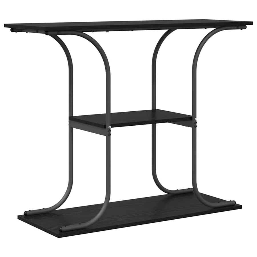 Wandtafel met plank Zwart eiken 101 x 35 x 80.5 cm Bewerkt hout