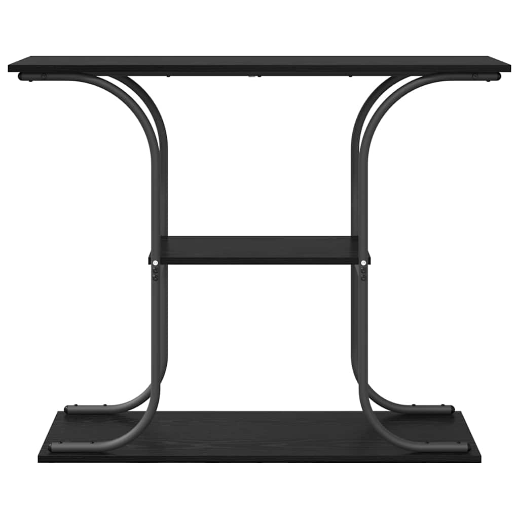 Wandtafel met plank Zwart eiken 101 x 35 x 80.5 cm Bewerkt hout