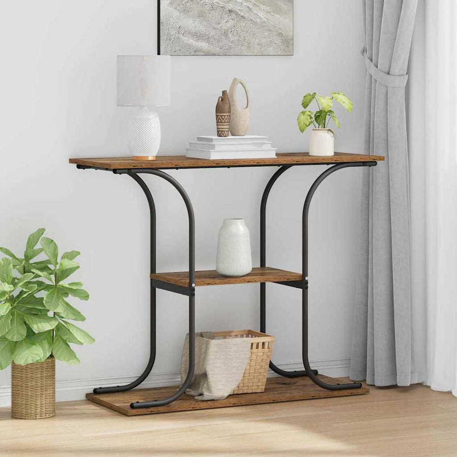Wandtafel met plank met opslag Oud hout 101 x 35 x 80.5 cm Bewerkt hout