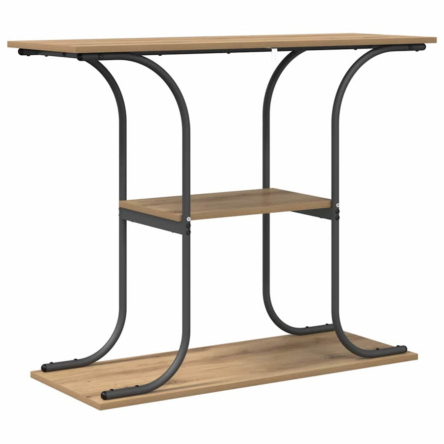 Wandtafel met plank met opslag artisanaal eikenkleurig 101 x 35 x 80.5 cm