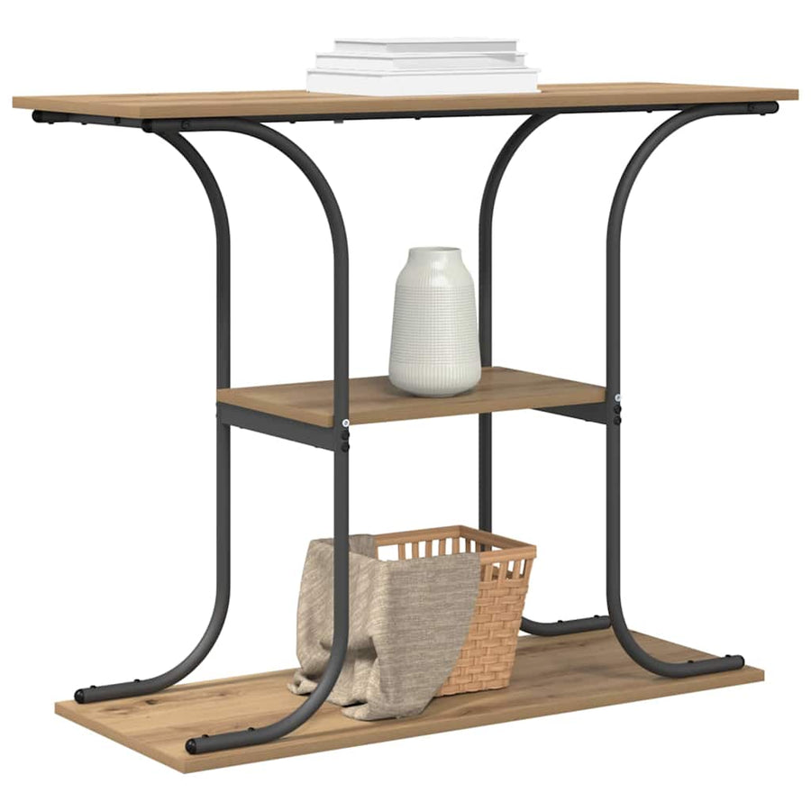Wandtafel met plank met opslag artisanaal eikenkleurig 101 x 35 x 80.5 cm