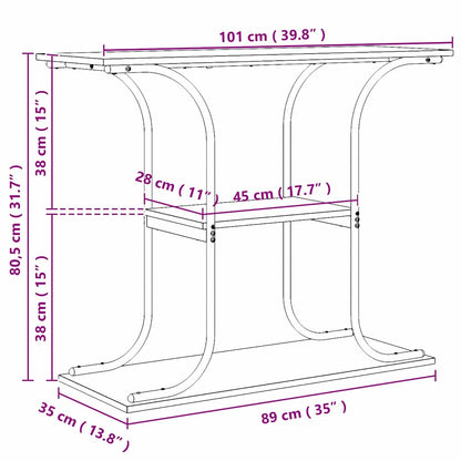 Wandtafel met plank met opslag artisanaal eikenkleurig 101 x 35 x 80.5 cm