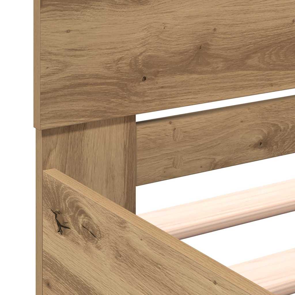 Bedframe Artisan Eiken 203 X 185 X 70 Cm Bewerkt Hout