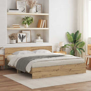 Bedframe eiken 203x185x70 cm bewerkt hout