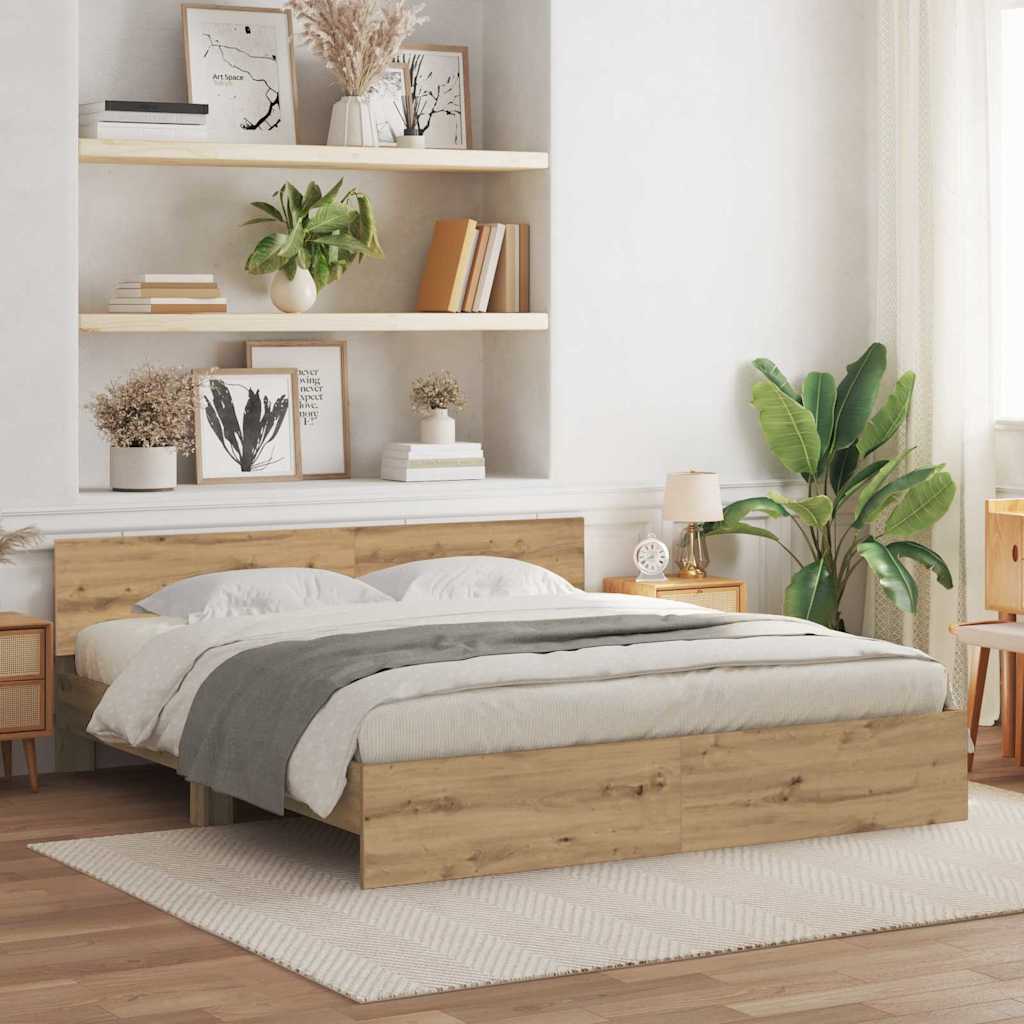 Bedframe Artisan Eiken 203 X 185 X 70 Cm Bewerkt Hout