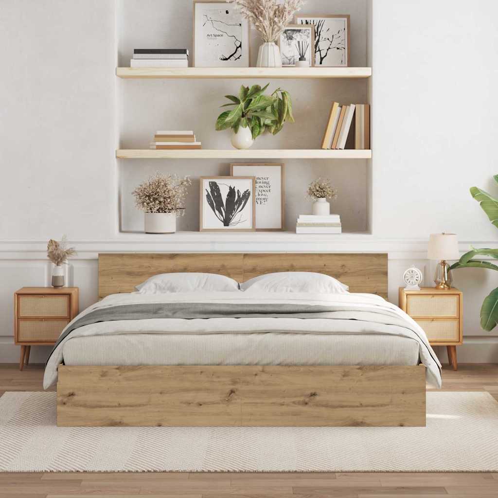Bedframe Artisan Eiken 203 X 185 X 70 Cm Bewerkt Hout