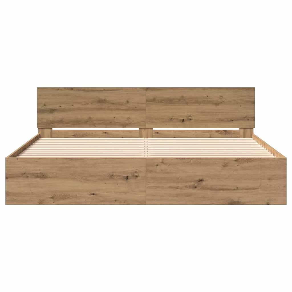 Bedframe Artisan Eiken 203 X 185 X 70 Cm Bewerkt Hout