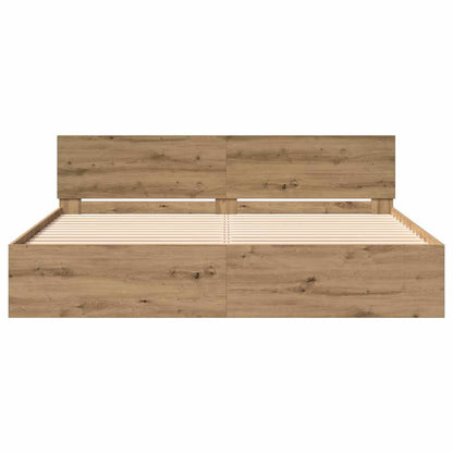 Bedframe Artisan Eiken 203 X 185 X 70 Cm Bewerkt Hout