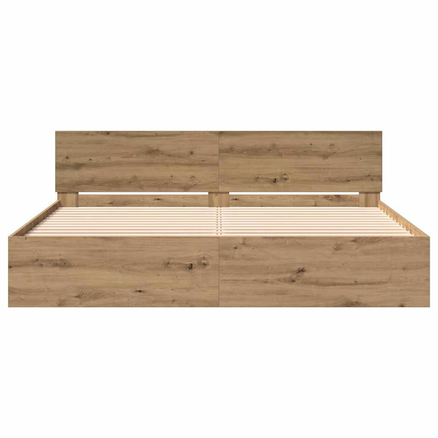 Bedframe Artisan Eiken 203 X 185 X 70 Cm Bewerkt Hout