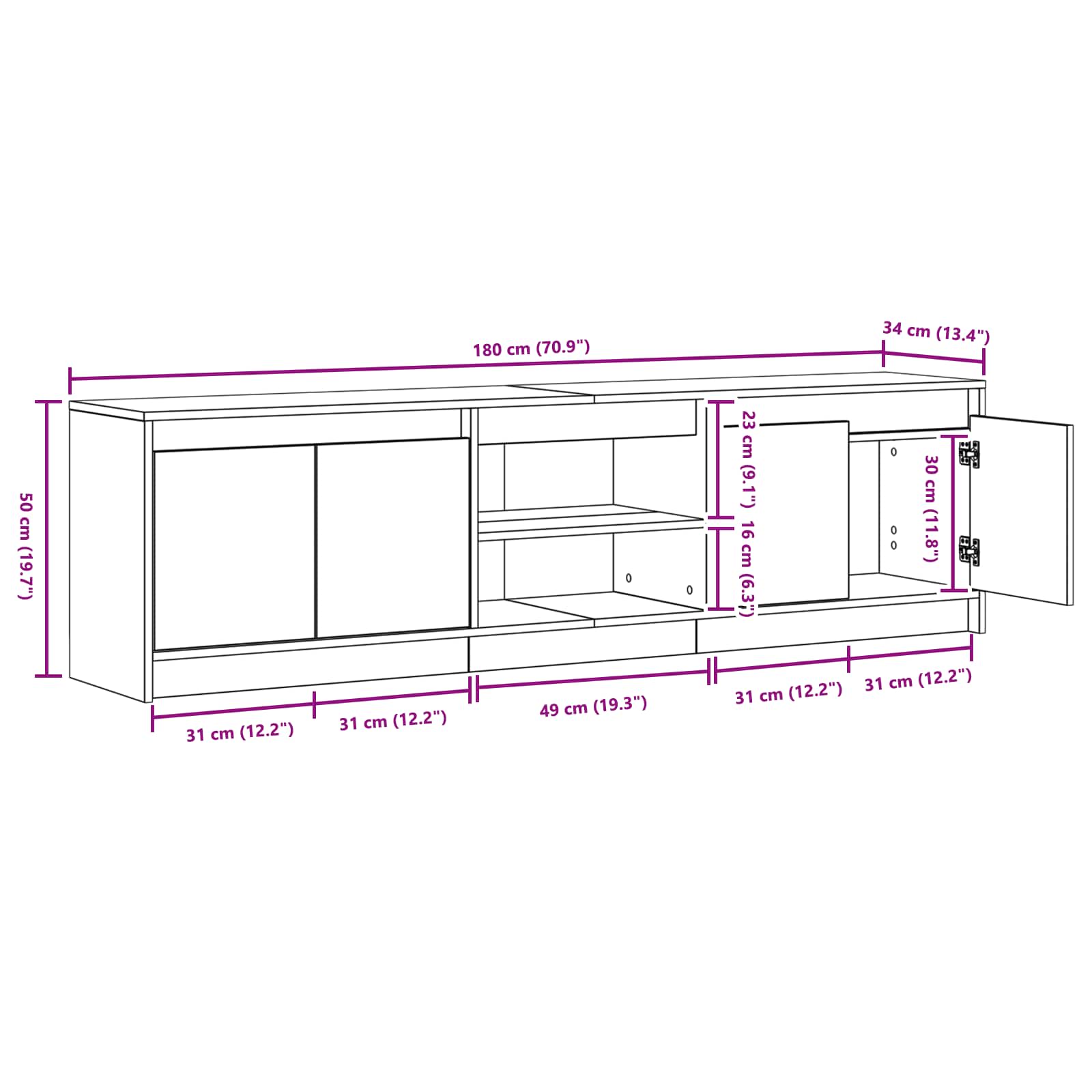 Tv Eenheden 2 Pcs Bruin 180 X 34 X 50 Cm Bewerkt Hout 180 cm