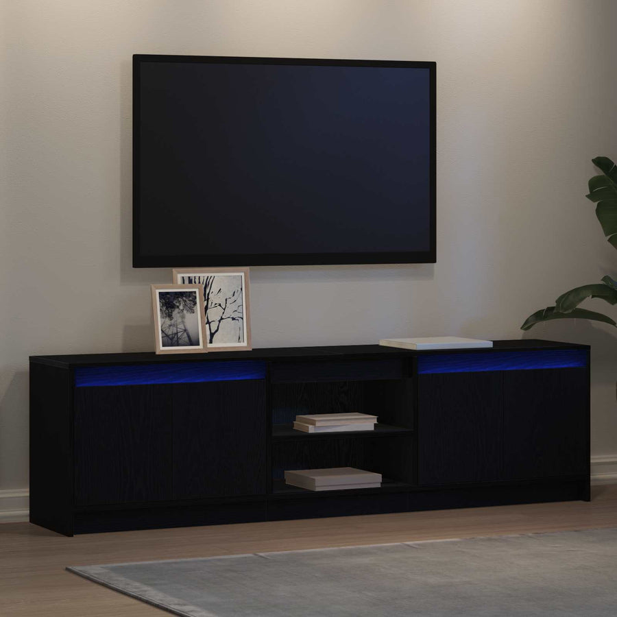Tv Eenheden 2 Pcs Zwart 180 X 34 X 50 Cm Bewerkt Hout Zwart Eiken
