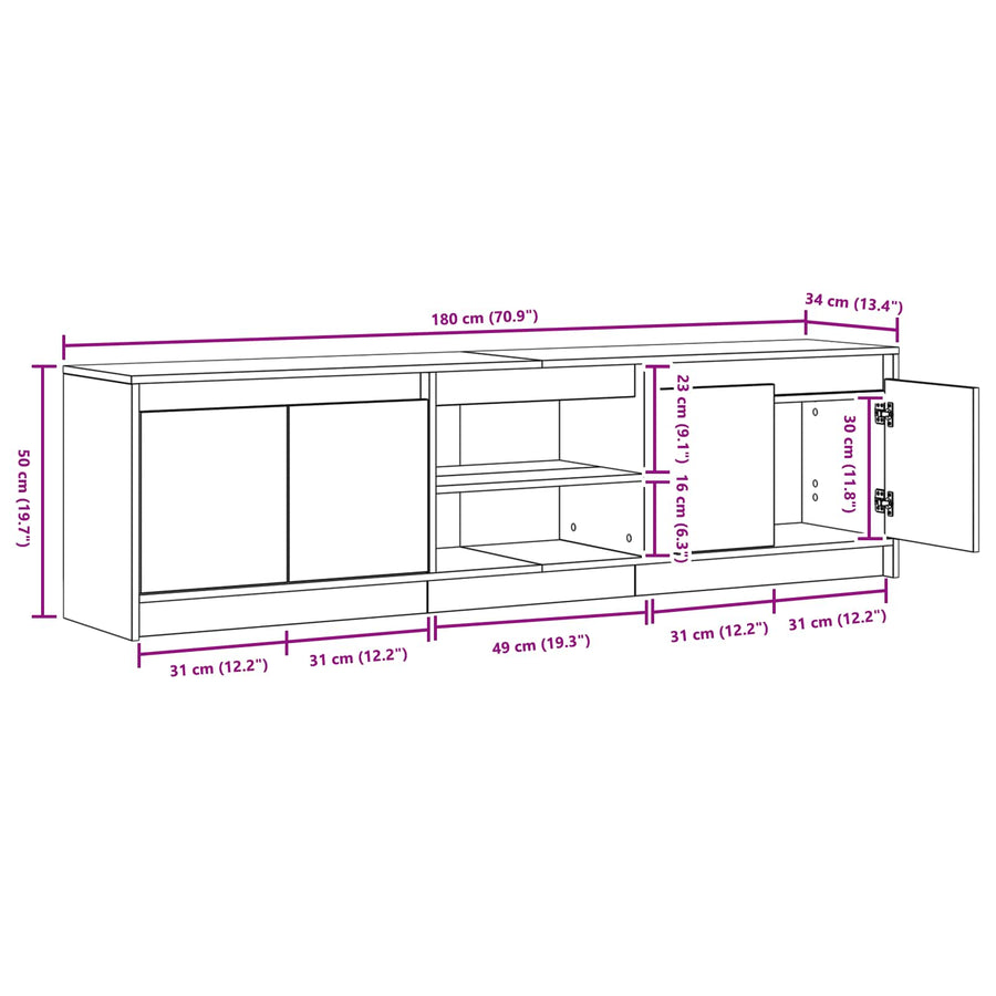 Tv Eenheden 2 Pcs Zwart 180 X 34 X 50 Cm Bewerkt Hout Zwart Eiken
