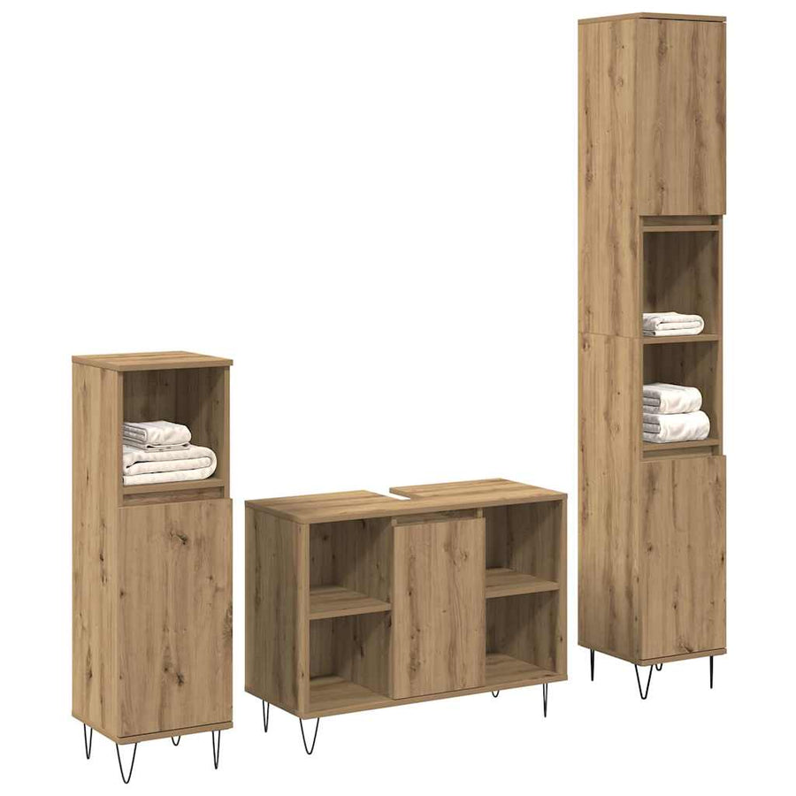3-delige Badkamermeubelset Artisan Eiken Gefabriceerd Hout