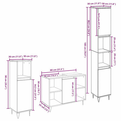 3-delige Badkamermeubelset Artisan Eiken Gefabriceerd Hout