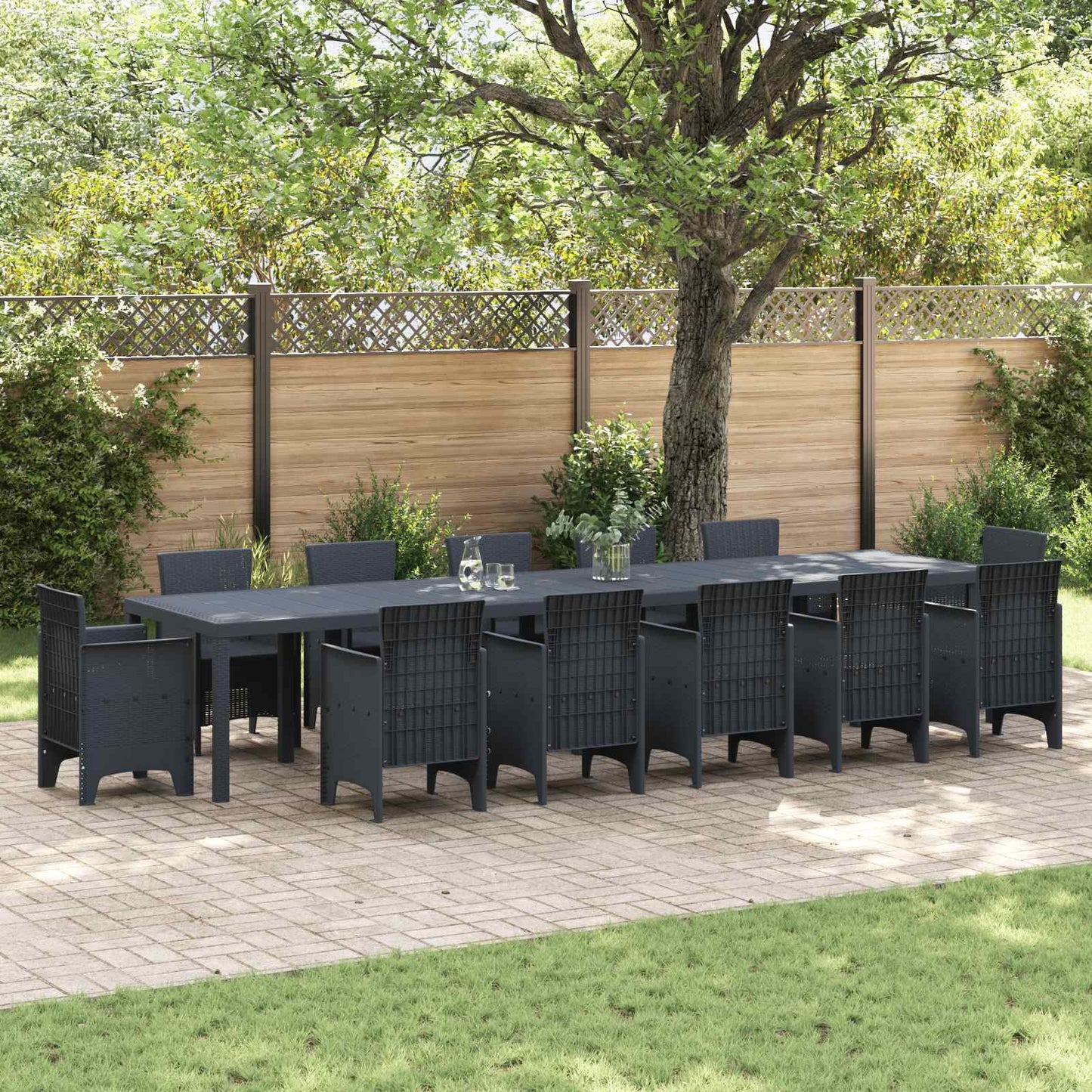 Tuinstafel Antraciet 400 x 100 x 73 cm poly rattan