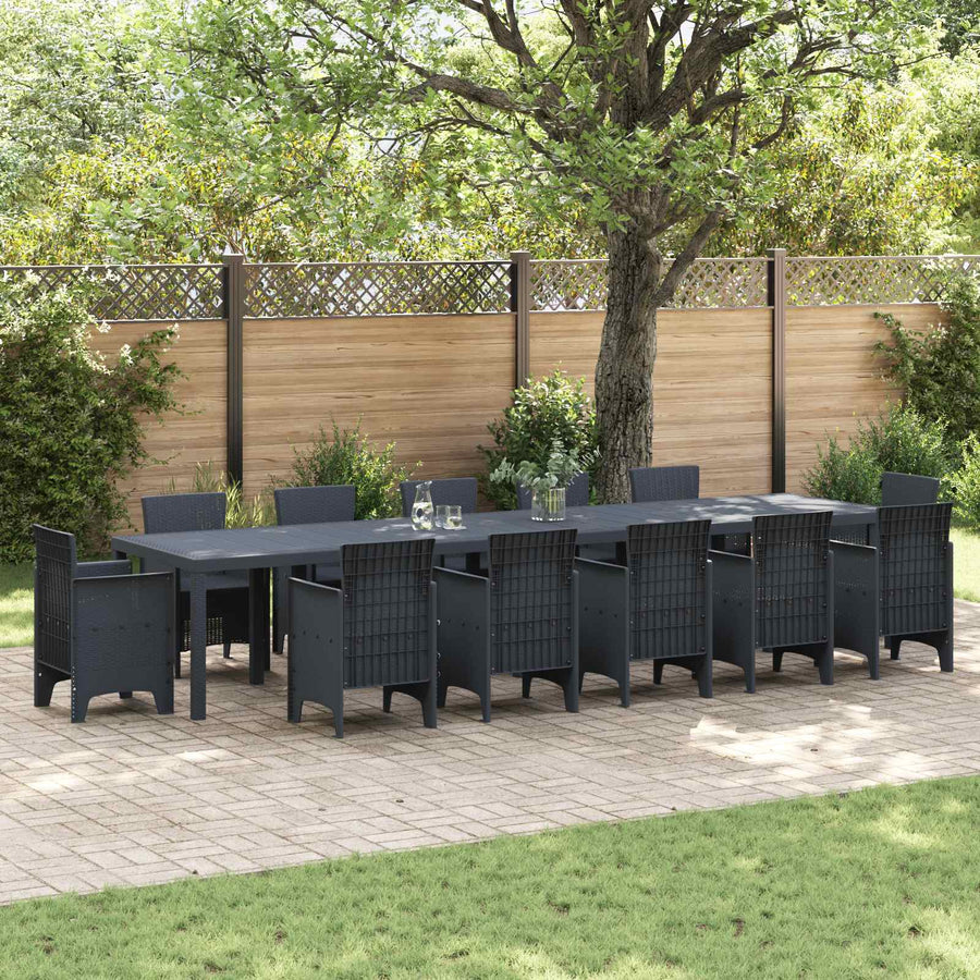 Tuinstafel Antraciet 400 x 100 x 73 cm poly rattan