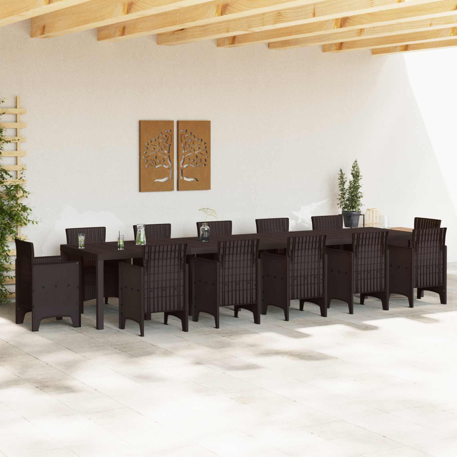 Tuinstafel Bruin 400 x 100 x 73 cm poly rattan