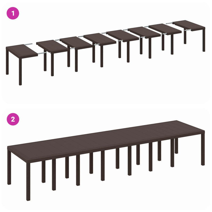 Tuinstafel Bruin 400 x 100 x 73 cm poly rattan
