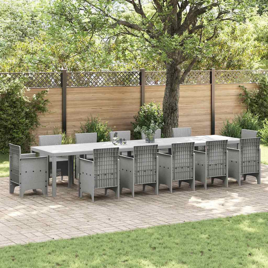 Tuinstafel Lichtgrijs 400 x 100 x 73 cm poly rattan