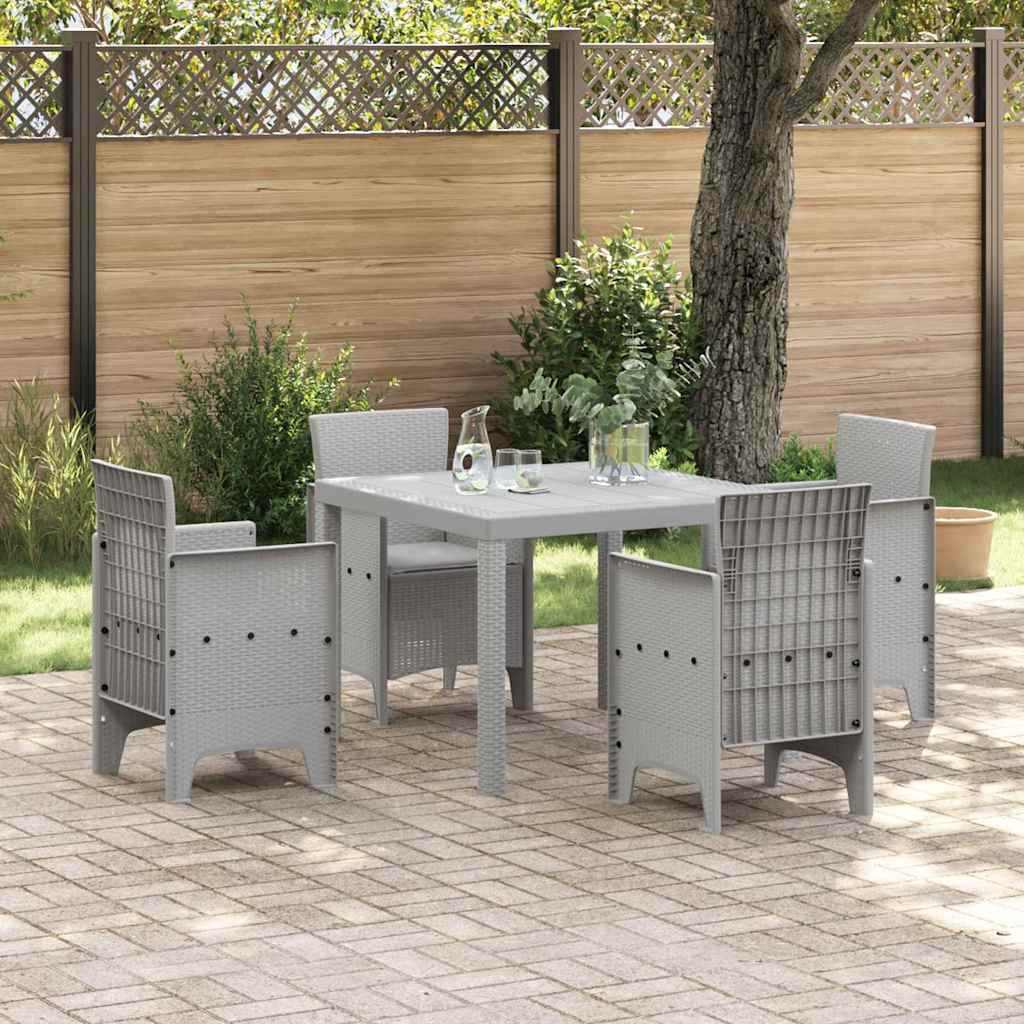 Tuin Eetset 5 st Lichtgrijs Polypropyleen