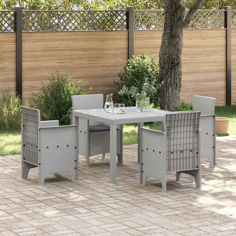 Tuin Eetset 5 st Lichtgrijs Polypropyleen