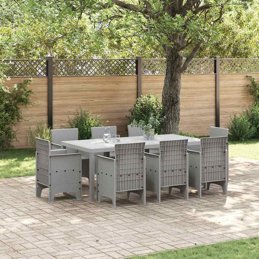 Tuin Eetset 9 pcs Lichtgrijs Polypropyleen