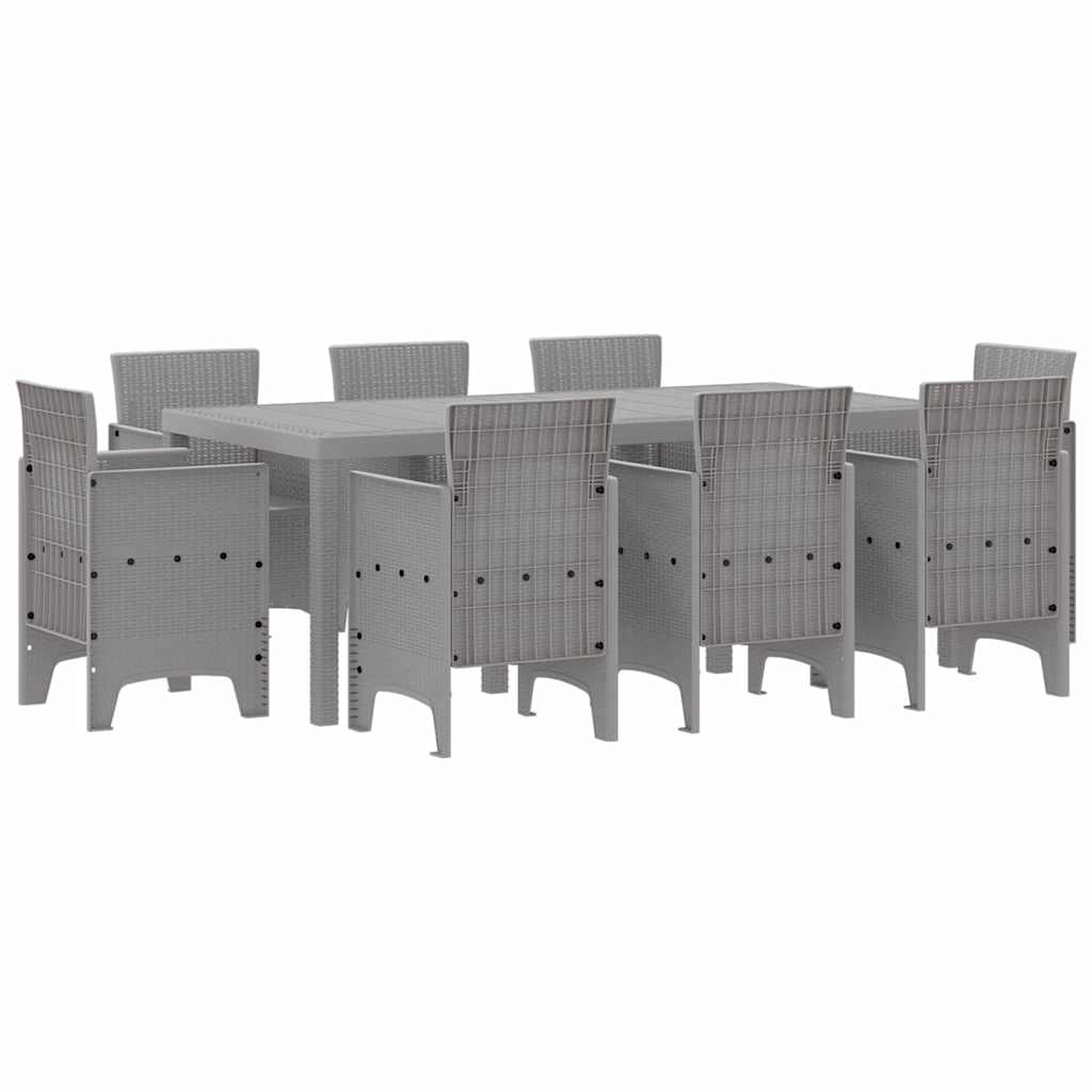 Tuin Eetset 9 pcs Lichtgrijs Polypropyleen