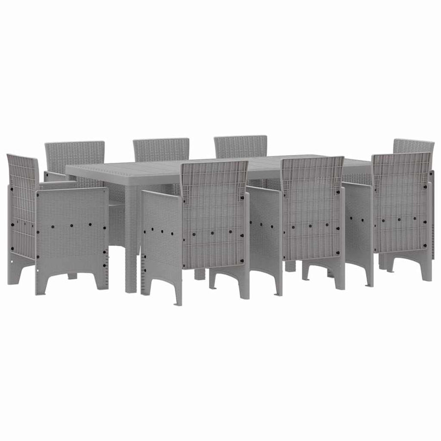 Tuin Eetset 9 pcs Lichtgrijs Polypropyleen