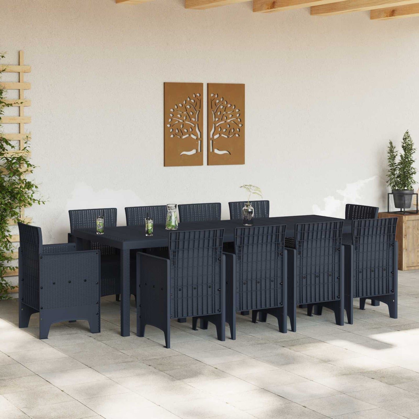 Tuin Eetset 11 pcs Antraciet Polypropyleen