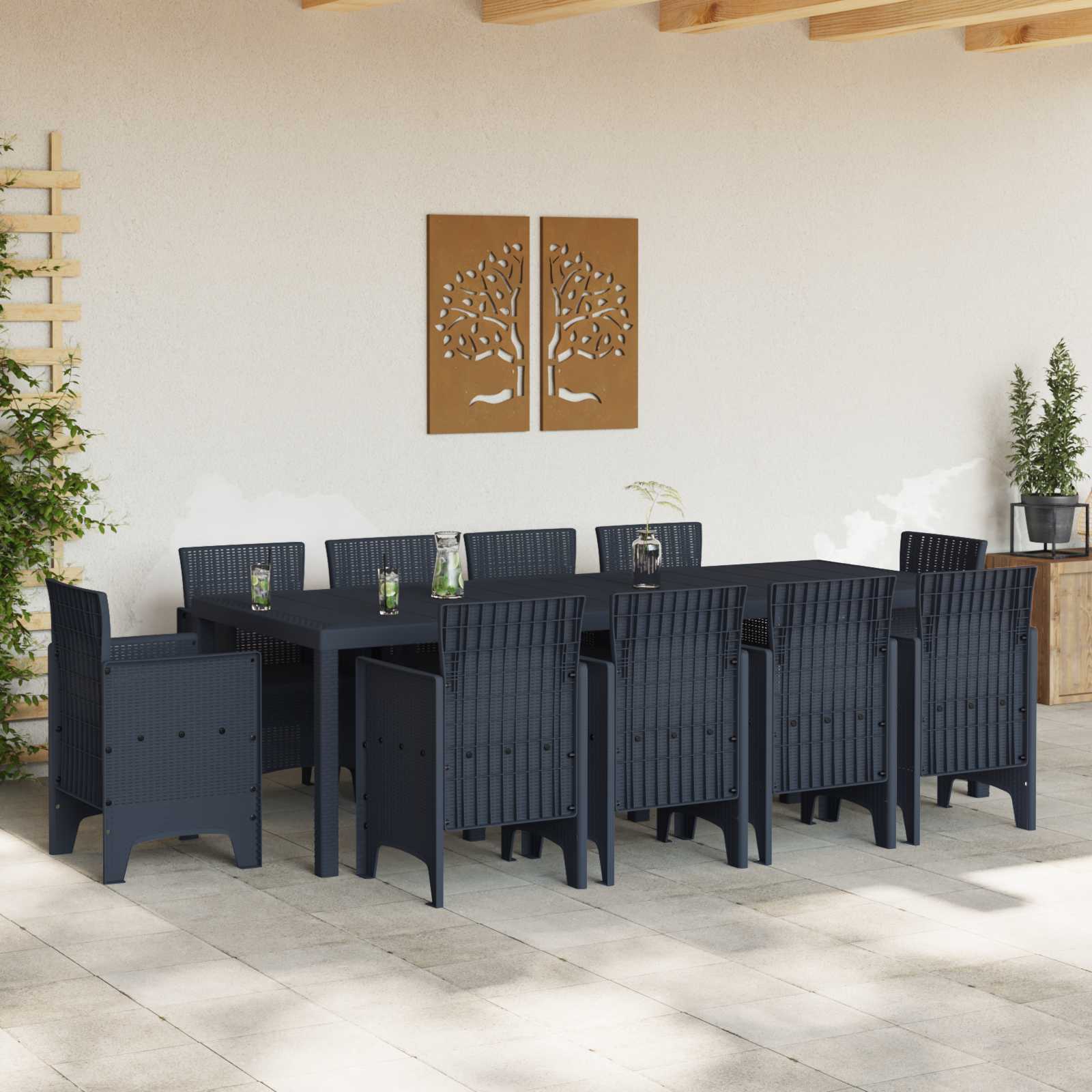 Tuin Eetset 11 pcs Antraciet Polypropyleen