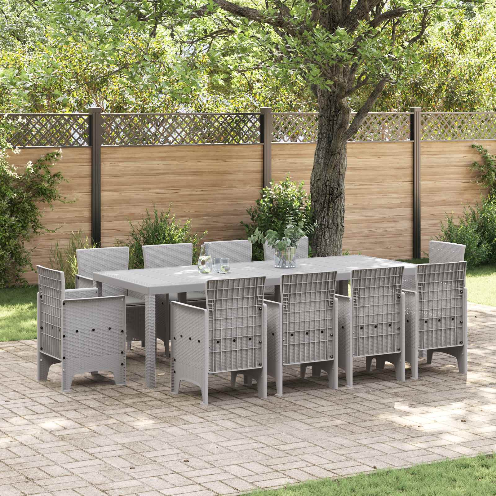 Tuin Eetset 11 pcs Lichtgrijs Polypropyleen