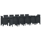 Tuin Eetset 13-delig antraciet poly rattan