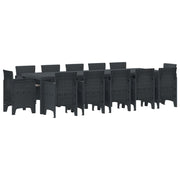 Tuin Eetset 13-delig antraciet poly rattan