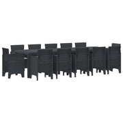 Tuin Eetset 13-delig antraciet lichtgrijs riet polyester