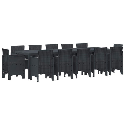 Tuin Eetset 13 pcs Antraciet en Lichtgrijs Riet en Polyester