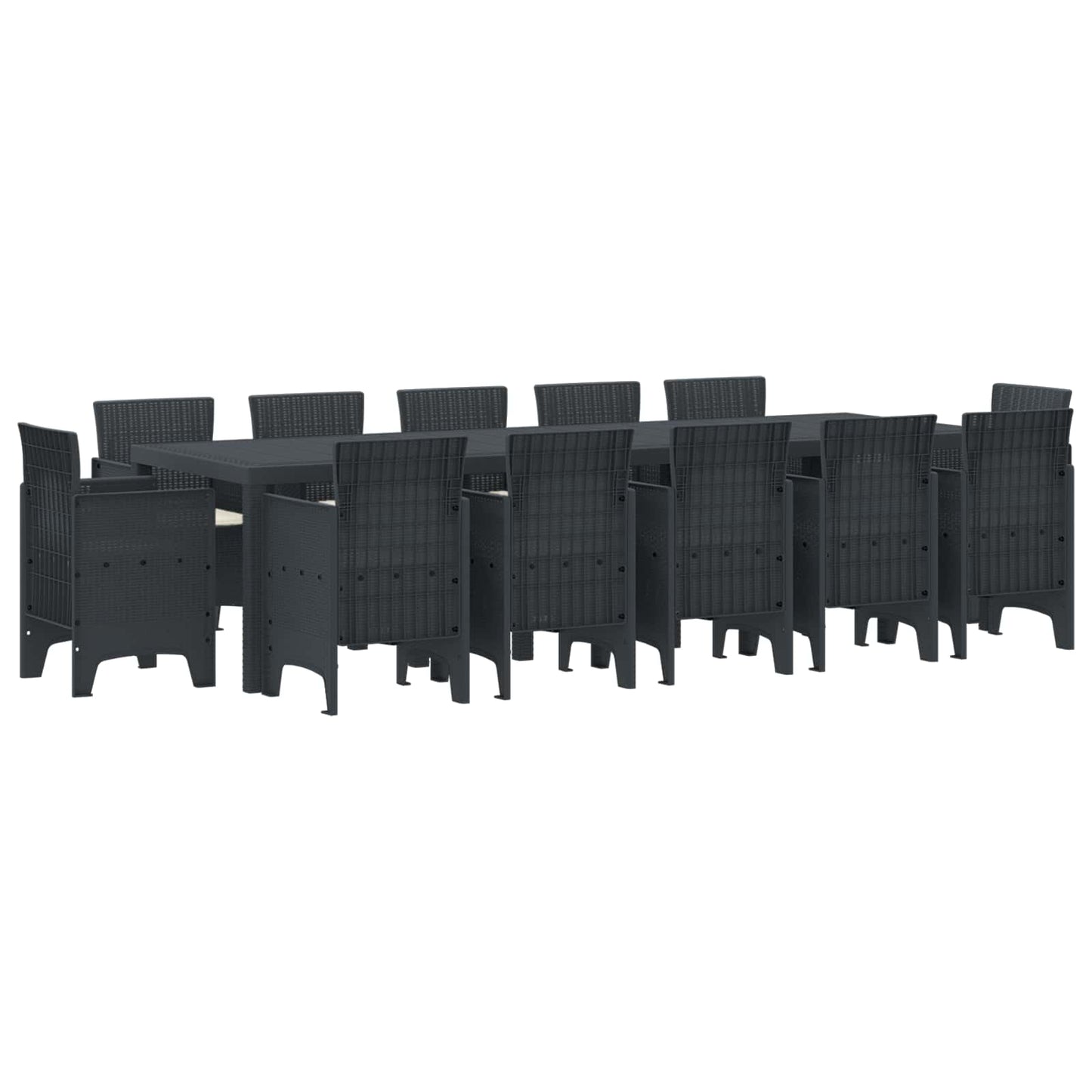 Tuin Eetset met kussen 13 pcs Antraciet Polyrattan