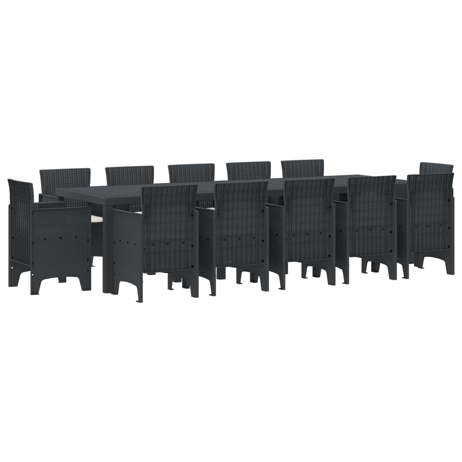 Tuin Eetset met kussen 13 pcs Antraciet Polyrattan