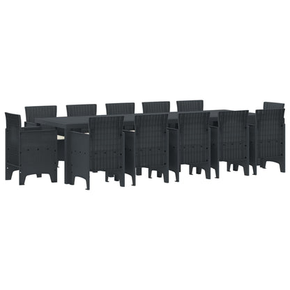 Tuin Eetset met kussen 13 pcs Antraciet Polyrattan
