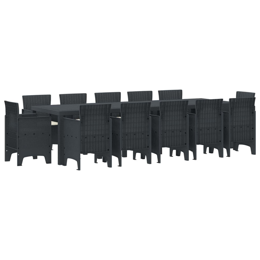 Tuin Eetset met kussen 13 pcs Antraciet Polyrattan